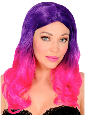 Dames pruik 2 kleuren (pink-paars)