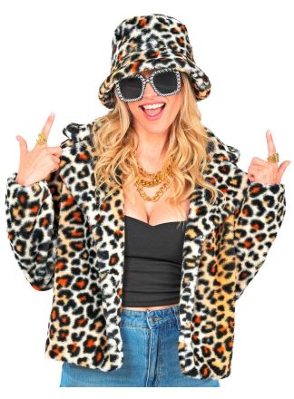 Dames bontjasje Leopard print - kort model