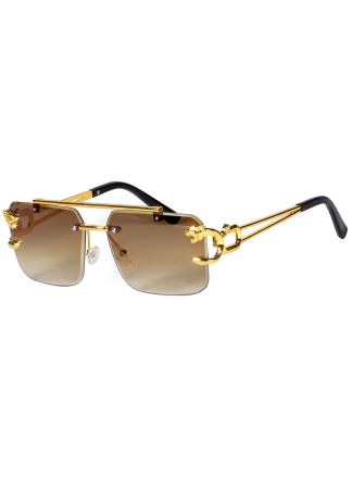 Foute gouden bril met panter detail