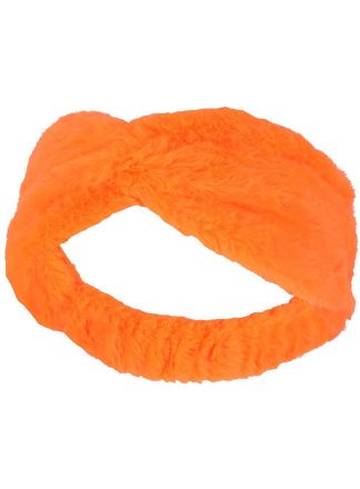Party Fur hoofdband fluor oranje