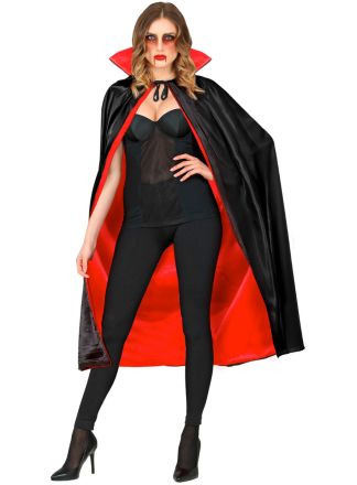 Dracula cape lang 135cm. rood-zwart