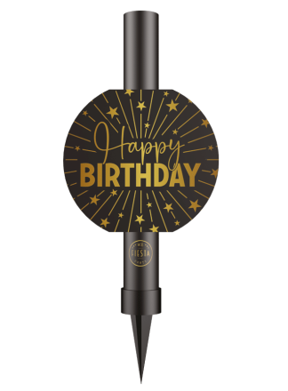 IJsfontein Happy Birthday zwart 12 cm