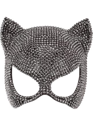 Kat oogmasker met strass steentjes