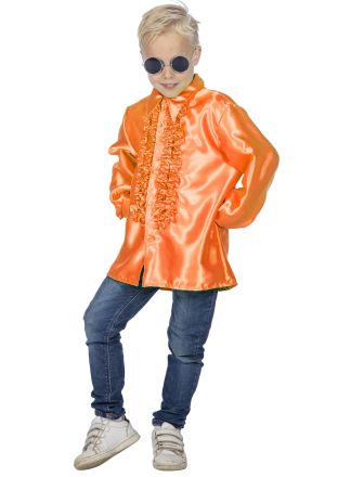Ruches blouse kind oranje