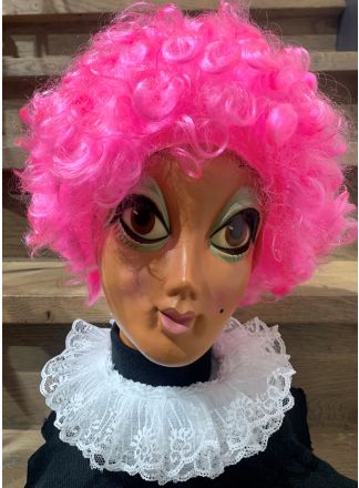 Krullen pruik pink