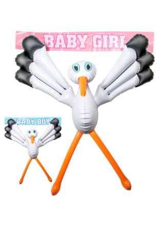 Opblaas Ooievaar Jongen/Meisje 75cm.