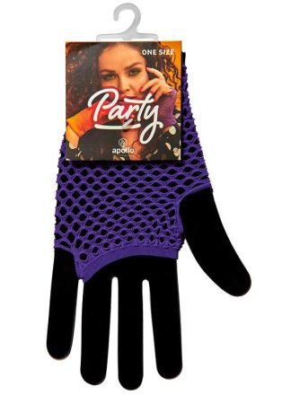 Net handschoenen kort fluor paars