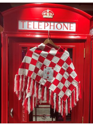 Tullepetaone poncho rood-wit geblokt