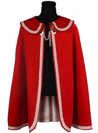Prinsenmantel lang rood-zilver 1maat