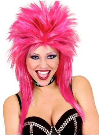Pruik rockstar pink