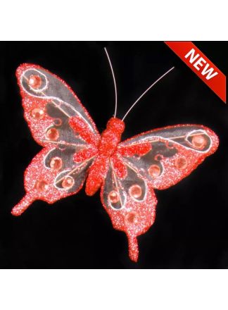Rode decoratie vlinder 16x12cm.