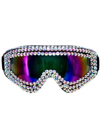 Skibril met zilveren strass steentjes