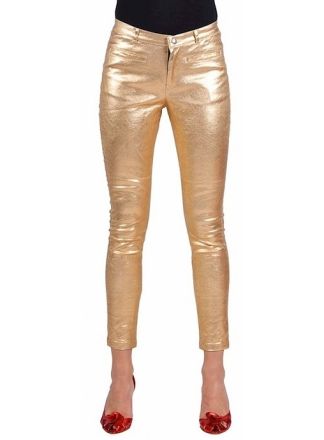 Dames Stretchbroek metalic goud