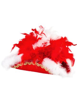Driespits hoed met rood-witte boa