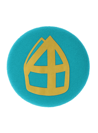 Button Turquoise "Sint Mijter" (4x4cm.)