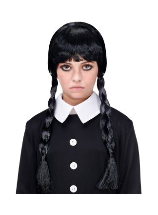 Halloween pruik Wednesday kindermaat