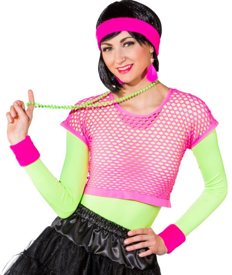 Visnet 80 s shirt fluor pink direct leverbaar SEP Feestartikelen