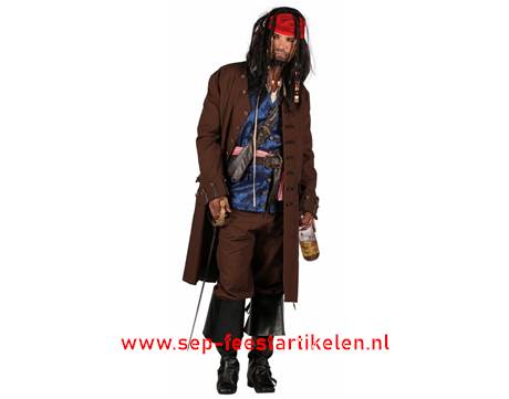 herfst Aan boord Overjas Jack Sparrow kostuum 7dlg. ex hoed direct leverbaar! - SEP Feestartikelen